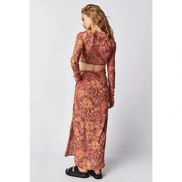 NWT Free People Supernova Set Two Piece Skirt Crop Top Long Sleeve Pink XS - Picture 17 of 17